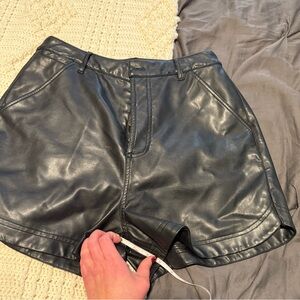 Black Vegan Leather Shorts